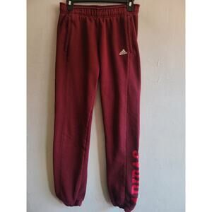 Women's XS small 4/6 Adidas maroon jogger sweat pants red logo